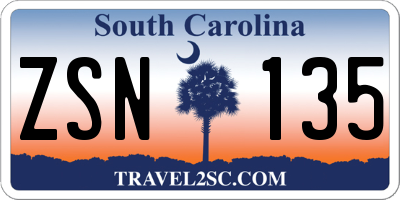 SC license plate ZSN135
