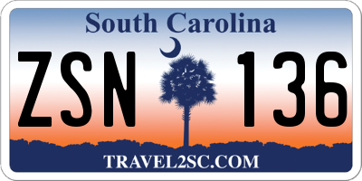 SC license plate ZSN136