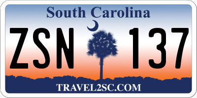 SC license plate ZSN137