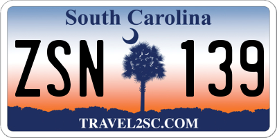 SC license plate ZSN139