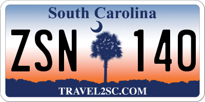 SC license plate ZSN140