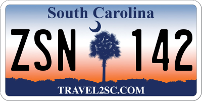 SC license plate ZSN142