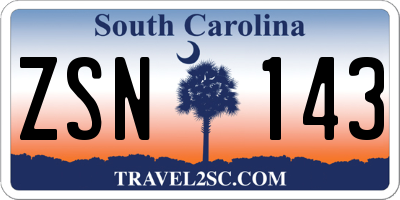 SC license plate ZSN143