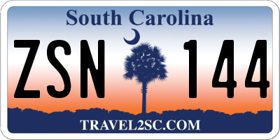 SC license plate ZSN144