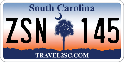 SC license plate ZSN145