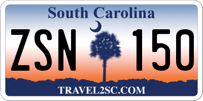 SC license plate ZSN150