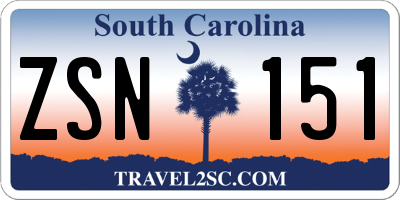 SC license plate ZSN151