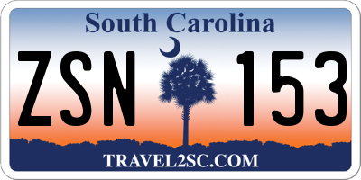 SC license plate ZSN153