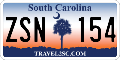 SC license plate ZSN154