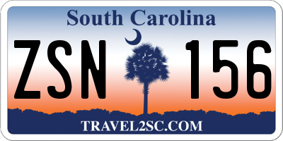 SC license plate ZSN156