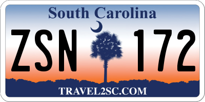 SC license plate ZSN172