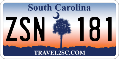 SC license plate ZSN181