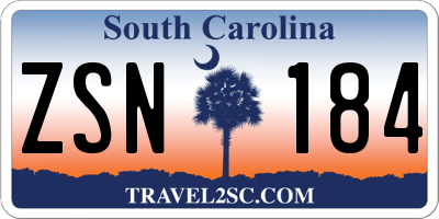 SC license plate ZSN184