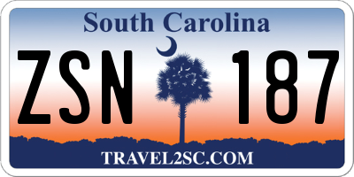 SC license plate ZSN187