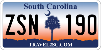 SC license plate ZSN190