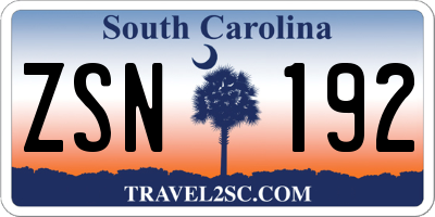 SC license plate ZSN192