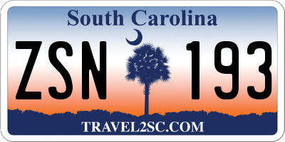 SC license plate ZSN193