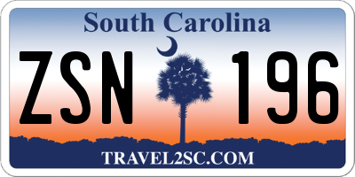 SC license plate ZSN196