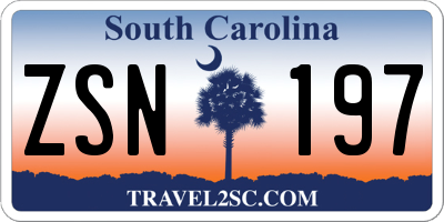 SC license plate ZSN197