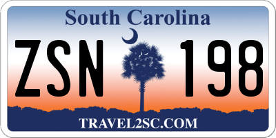 SC license plate ZSN198