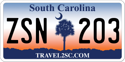 SC license plate ZSN203