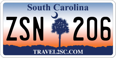 SC license plate ZSN206