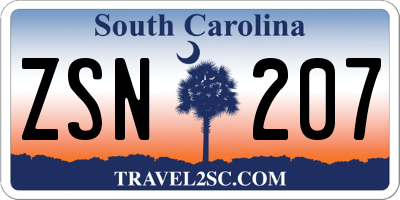 SC license plate ZSN207