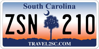 SC license plate ZSN210