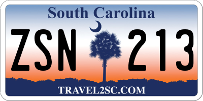 SC license plate ZSN213