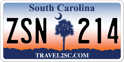 SC license plate ZSN214