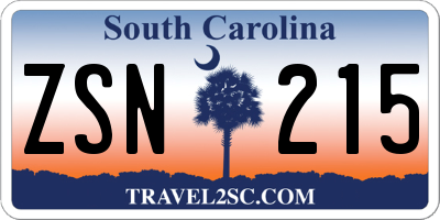 SC license plate ZSN215