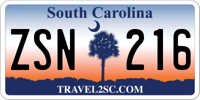 SC license plate ZSN216