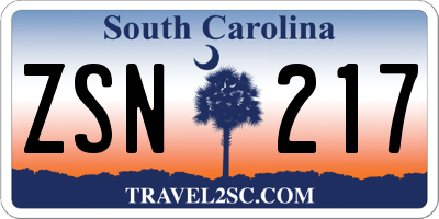 SC license plate ZSN217