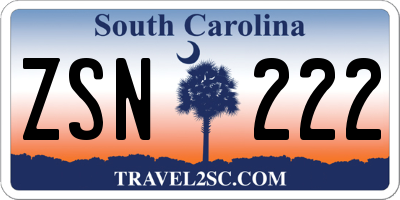 SC license plate ZSN222
