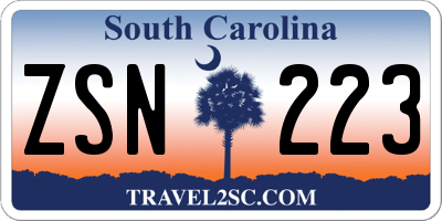 SC license plate ZSN223