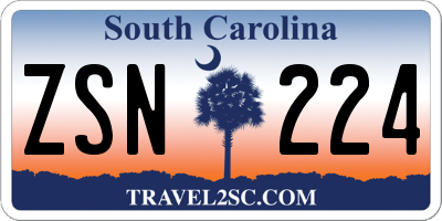 SC license plate ZSN224