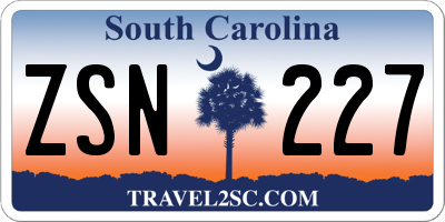 SC license plate ZSN227