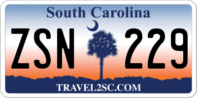 SC license plate ZSN229