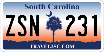 SC license plate ZSN231