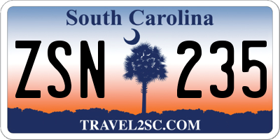 SC license plate ZSN235
