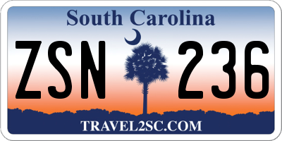 SC license plate ZSN236