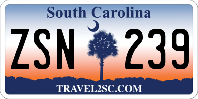 SC license plate ZSN239