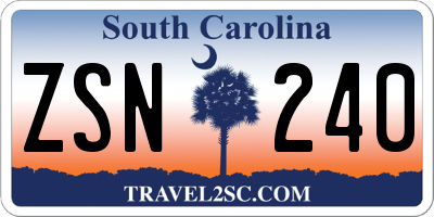 SC license plate ZSN240
