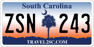 SC license plate ZSN243