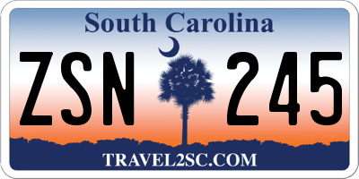 SC license plate ZSN245