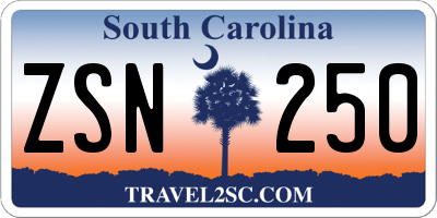 SC license plate ZSN250