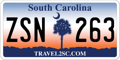 SC license plate ZSN263