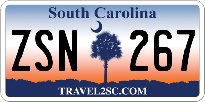 SC license plate ZSN267