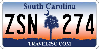 SC license plate ZSN274