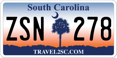 SC license plate ZSN278